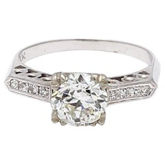 1.36 Carat Circular Brilliant Cut Diamond 14 Karat White Gold Engagement Ring