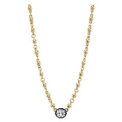 1.36 Carat Cushion Cut Diamond Set on a Handcrafted Yellow Gold Rosary Chain