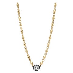 1.36 Carat Cushion Cut Diamond Set on a Handcrafted Yellow Gold Rosary Chain