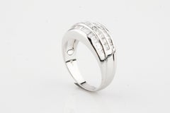 1.36 Carat Diamond Three-Row Band Ring in White Gold