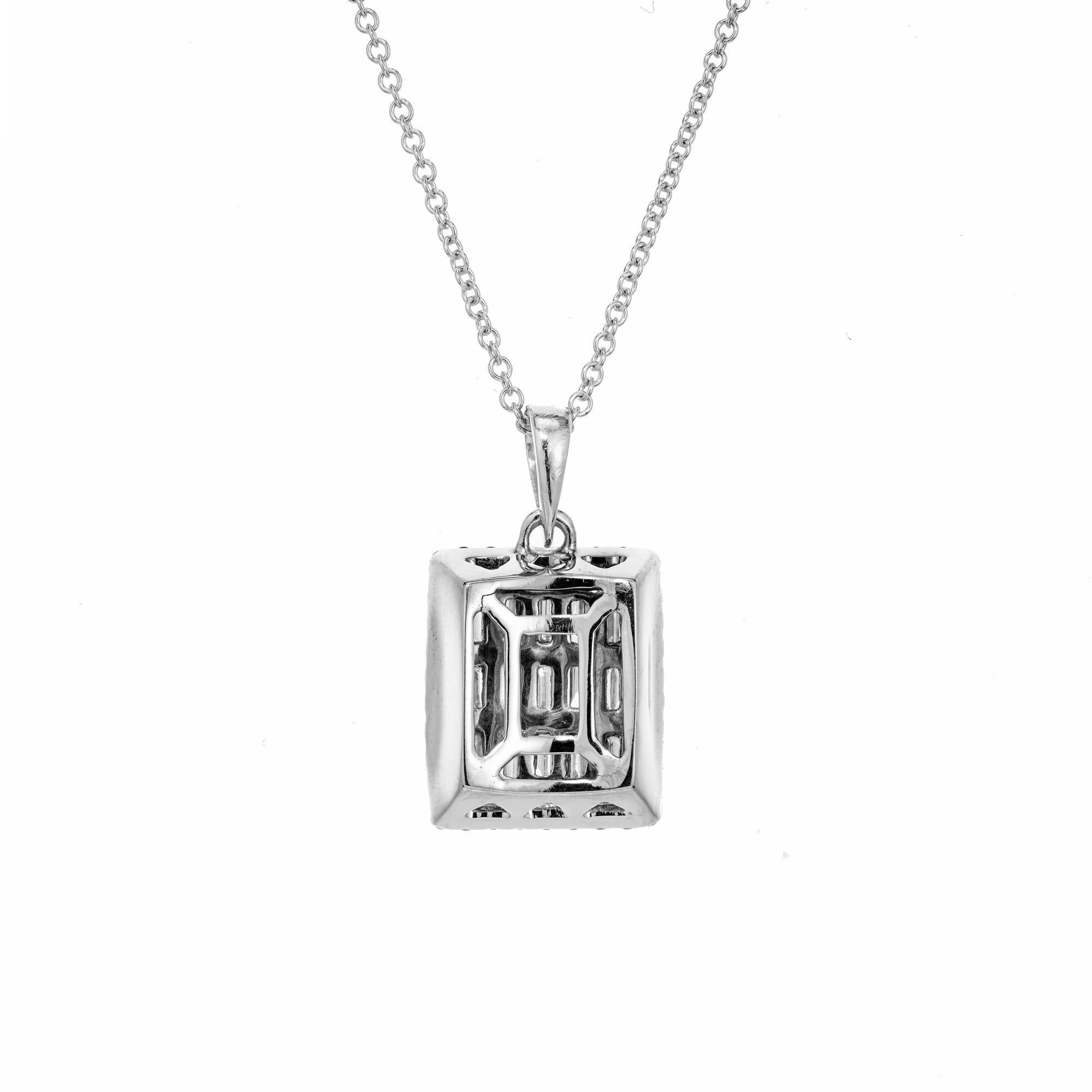 1.36 Carat Diamond White Gold Rectangular Modern Pendant Necklace In Good Condition For Sale In Stamford, CT