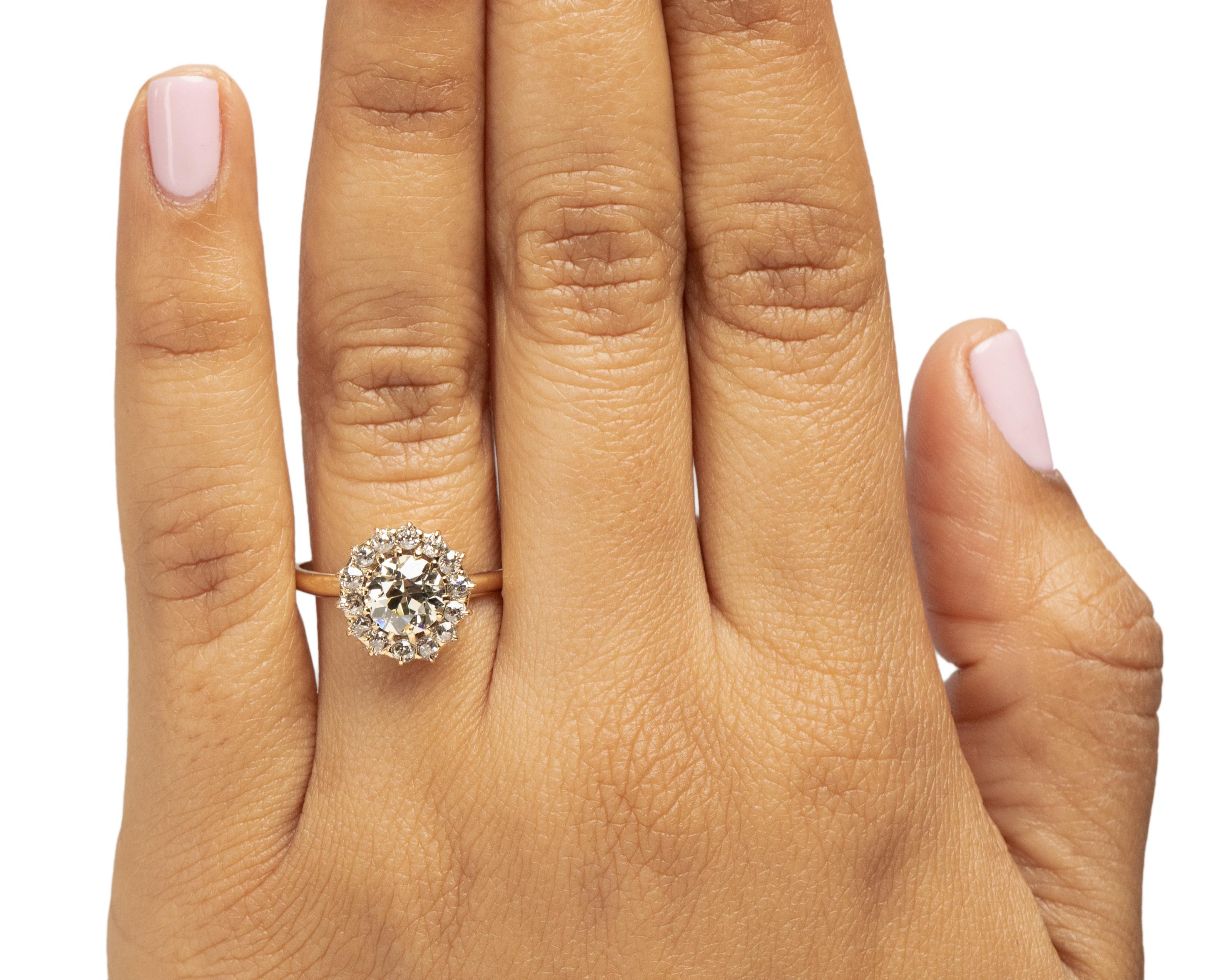 1.36 Carat Edwardian Diamond 14 Karat Yellow Gold Engagement Ring For Sale 1