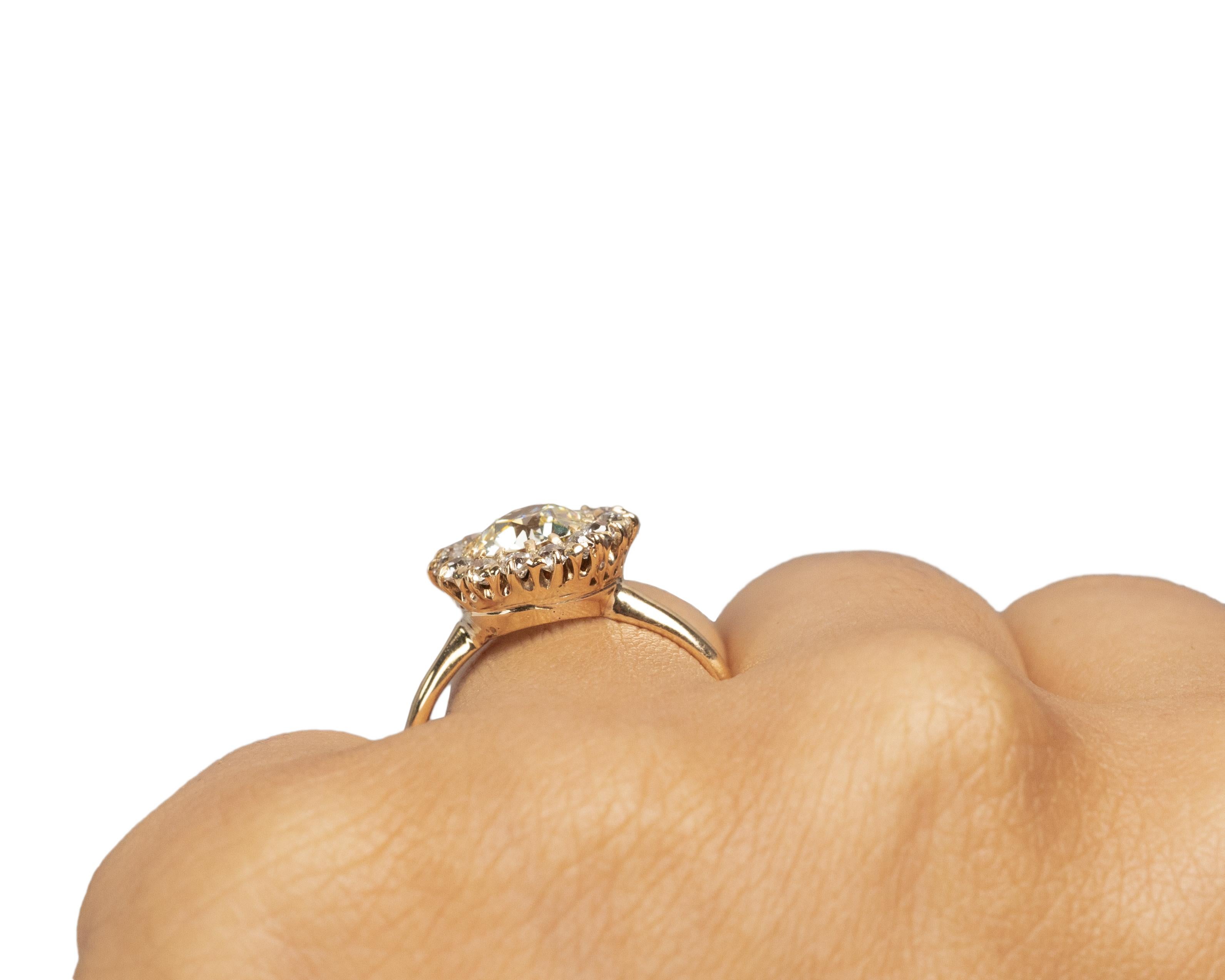 1.36 Carat Edwardian Diamond 14 Karat Yellow Gold Engagement Ring For Sale 2