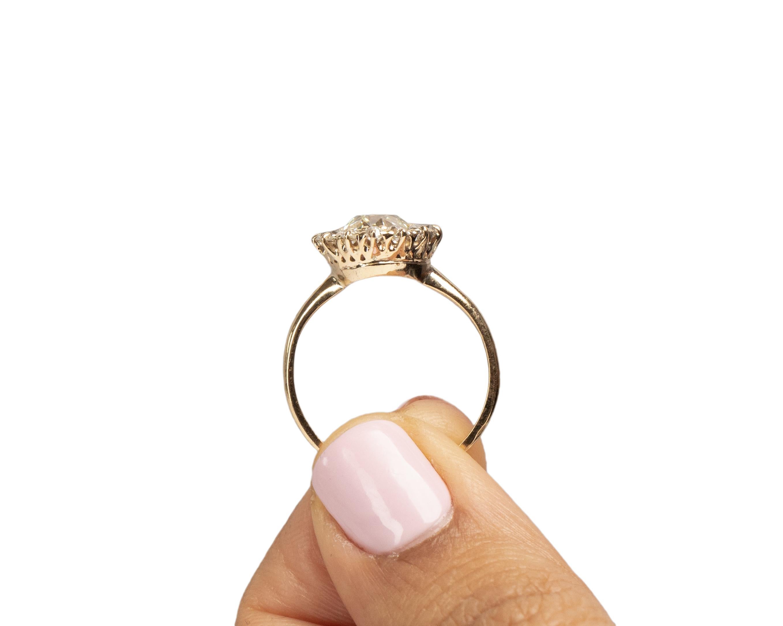 1.36 Carat Edwardian Diamond 14 Karat Yellow Gold Engagement Ring For Sale 3