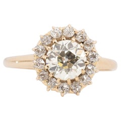Antique 1.36 Carat Edwardian Diamond 14 Karat Yellow Gold Engagement Ring