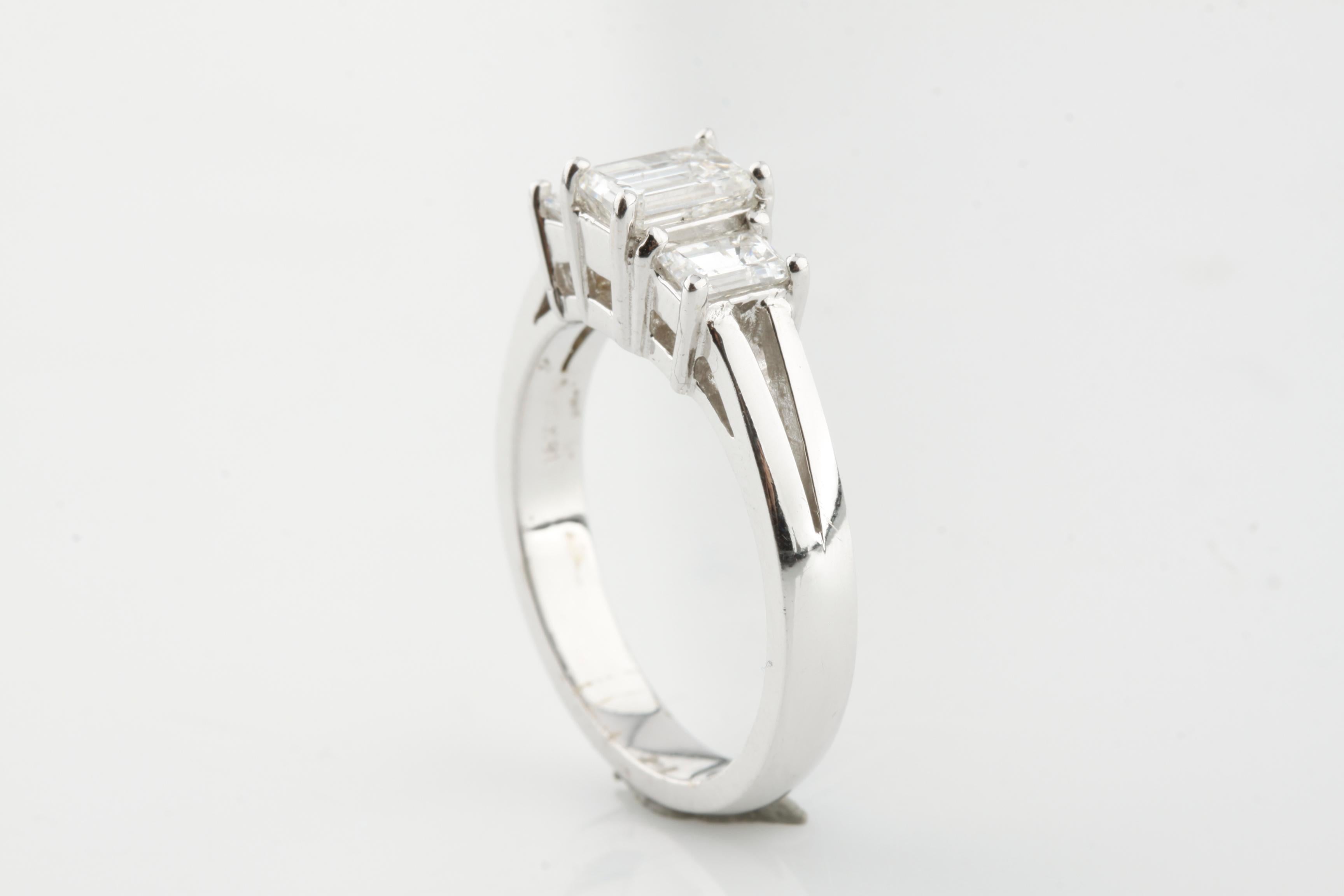 18 carat white gold 3 stone diamond ring
