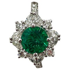 1.36 Carat Emerald & Diamond White Gold Ring