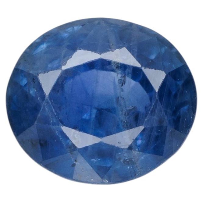 1.36 carat, Faceted oval blue sapphire For Sale