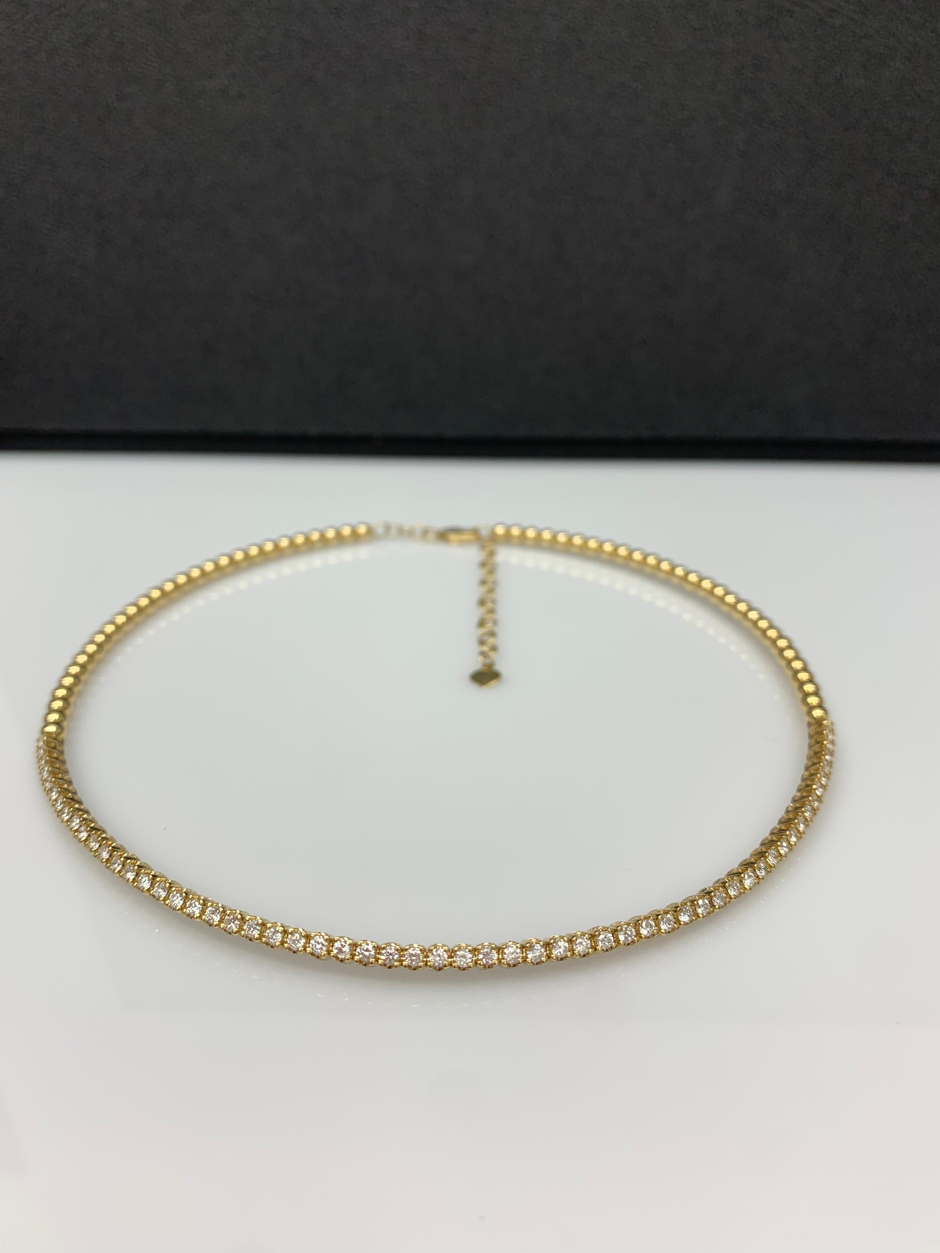 1,36 carati di diamante flessibile Collana a collare in oro giallo 14 carati in vendita 7