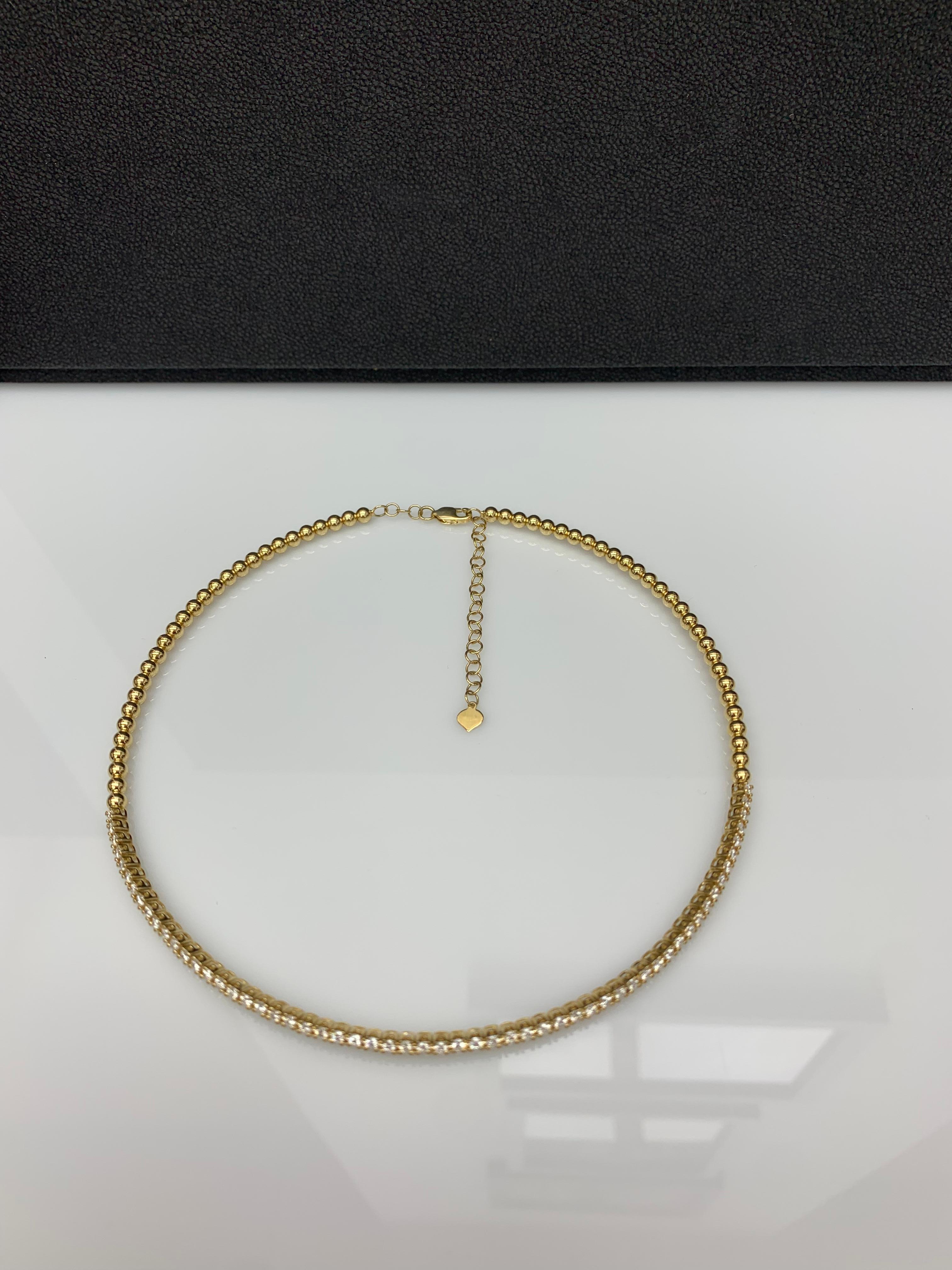 1,36 carati di diamante flessibile Collana a collare in oro giallo 14 carati in vendita 8