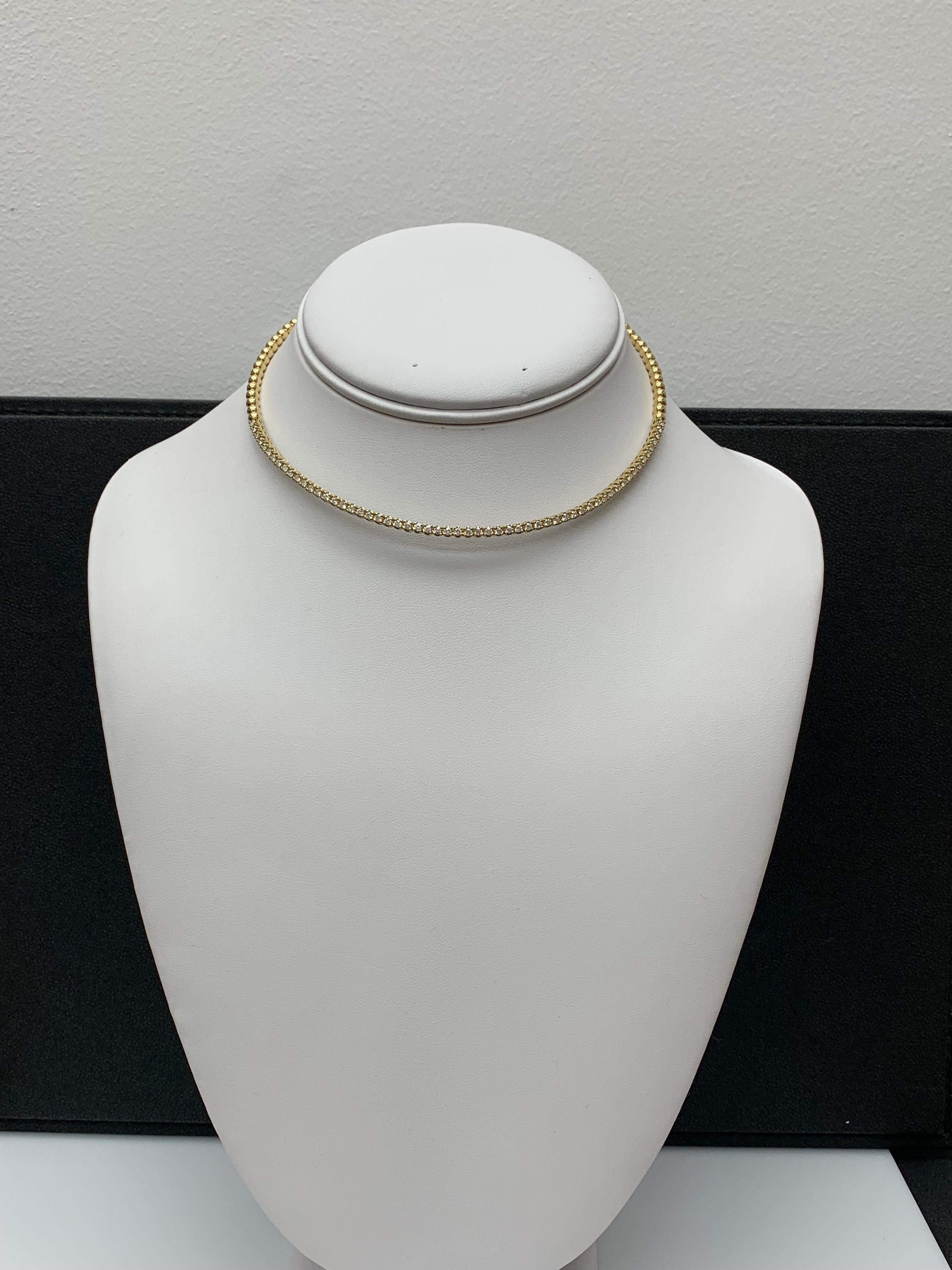 Moderno 1,36 carati di diamante flessibile Collana a collare in oro giallo 14 carati in vendita