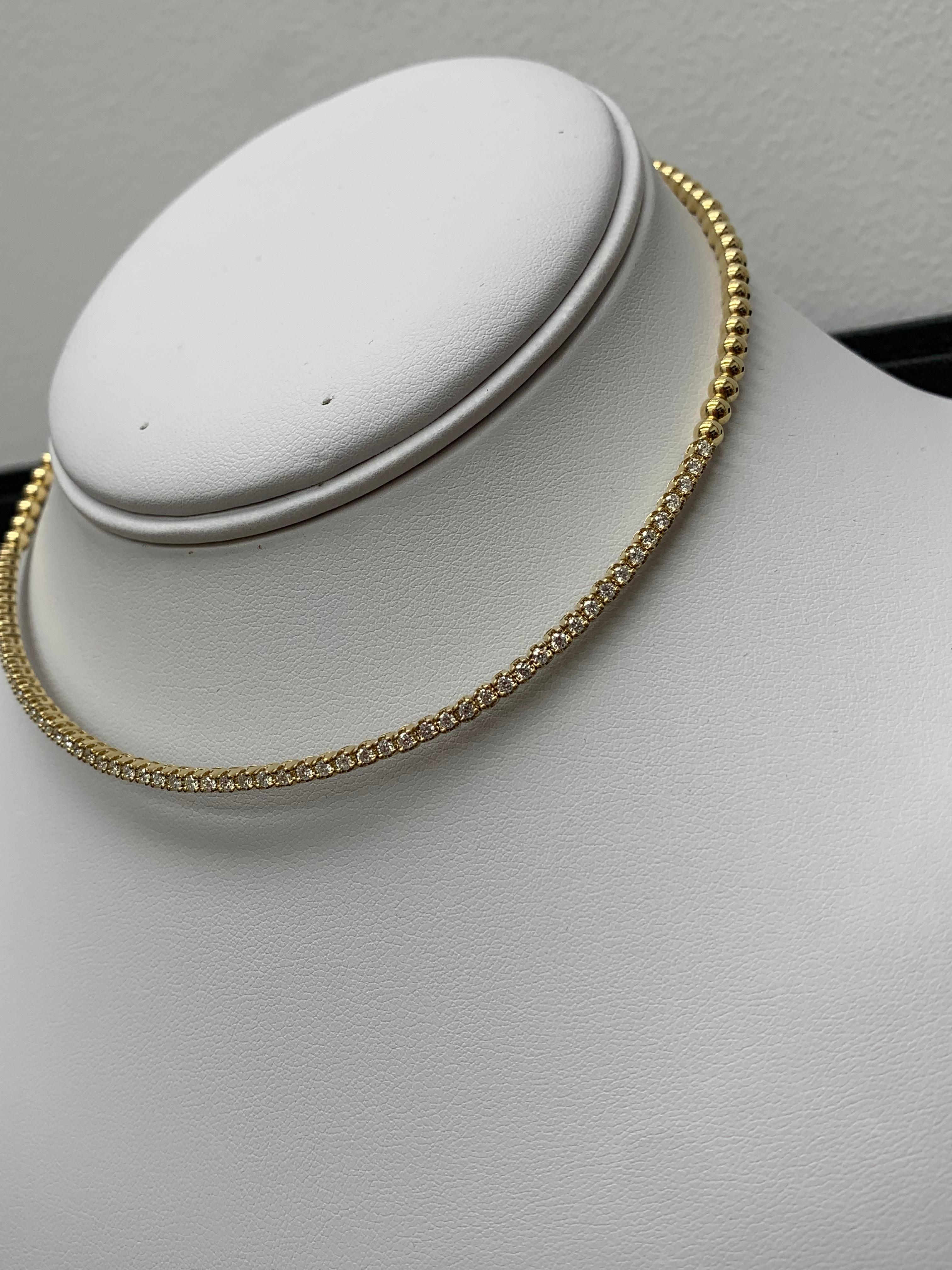 Donna 1,36 carati di diamante flessibile Collana a collare in oro giallo 14 carati in vendita