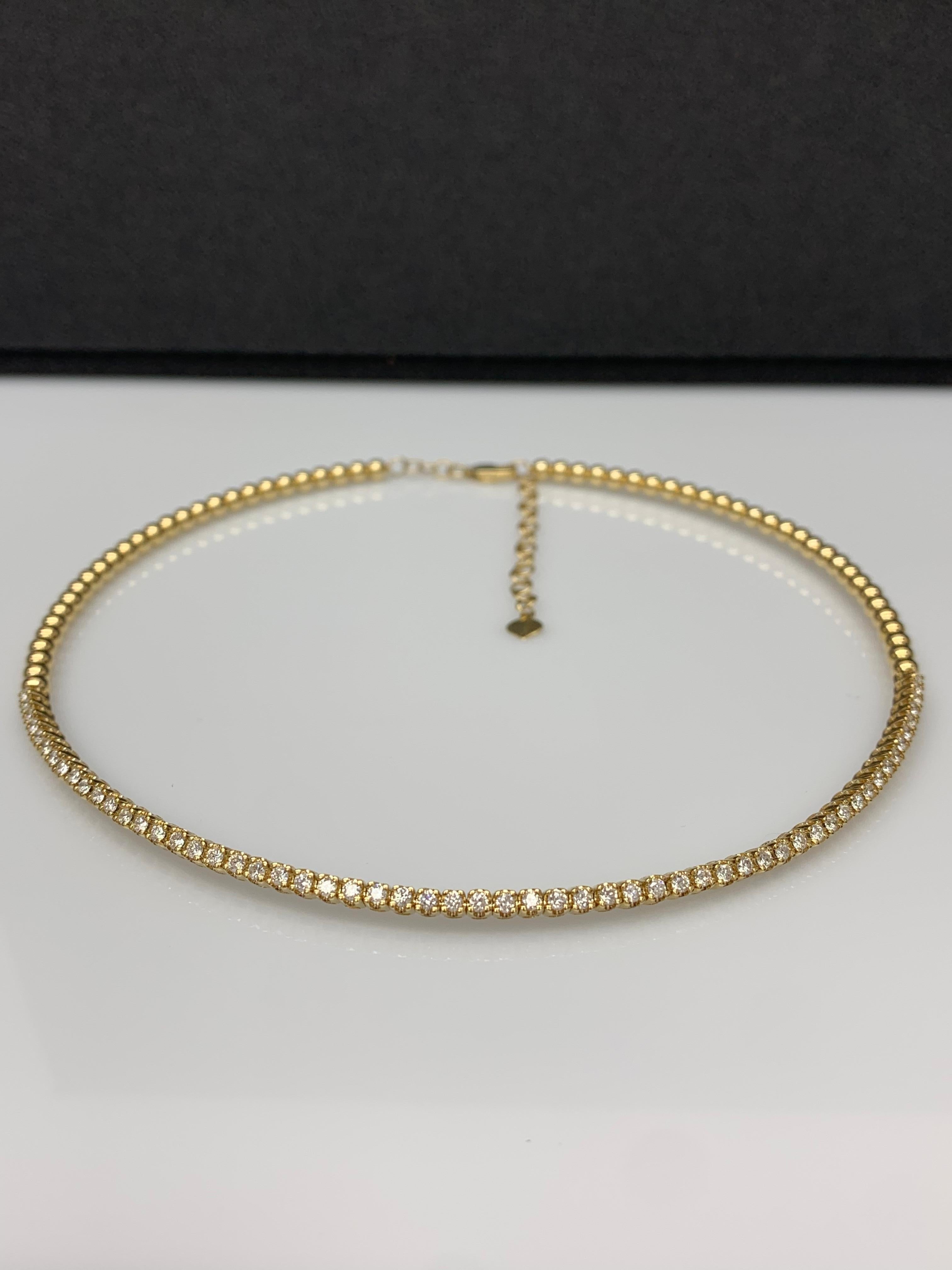 1,36 carati di diamante flessibile Collana a collare in oro giallo 14 carati in vendita 2