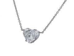 1.36 Carat Heart Shape Diamond Solitaire Pendant Necklace