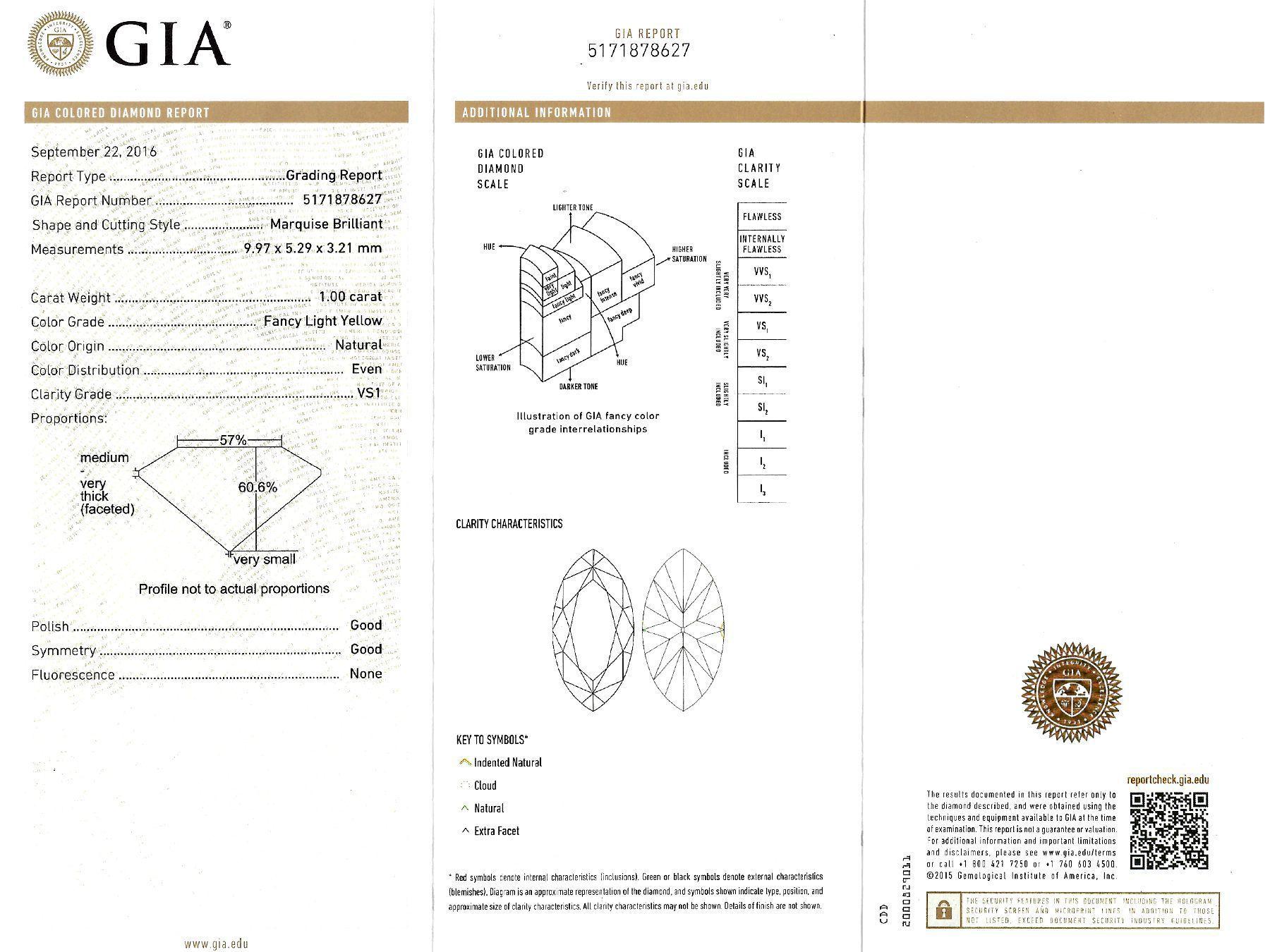 Women's or Men's GIA Certified 1.36 Carat Light Yellow Diamond and Yellow Gold Solitaire Ring For Sale