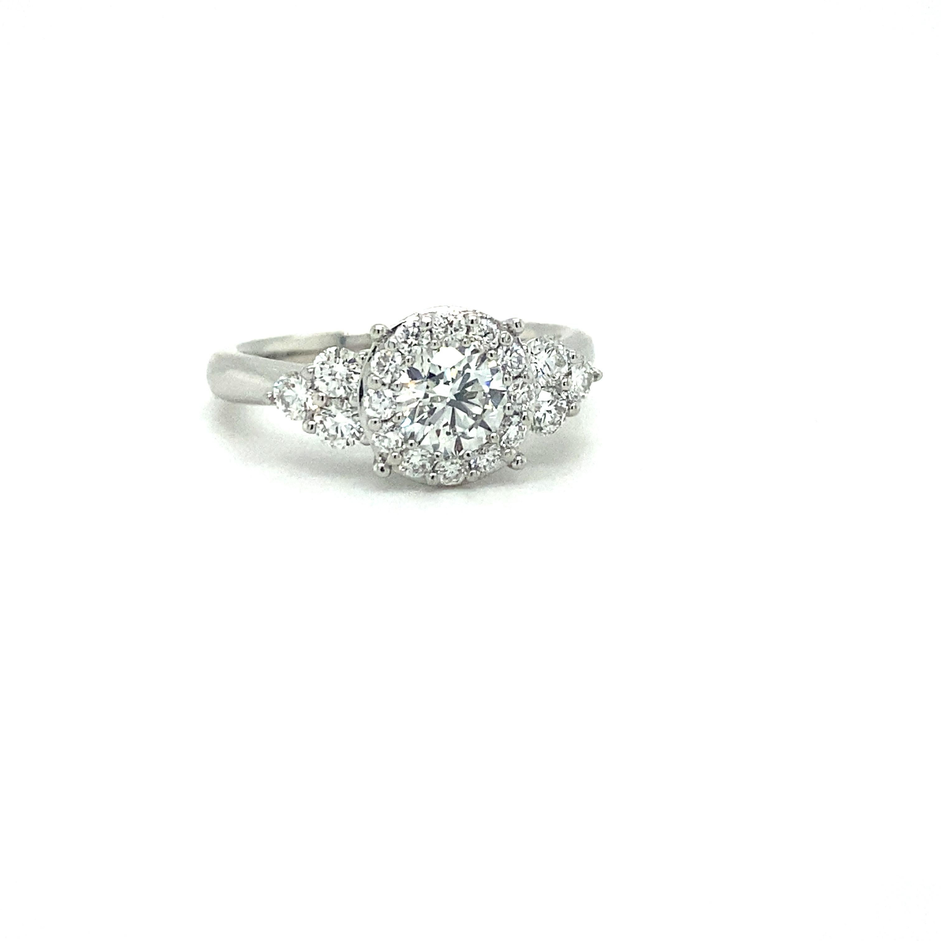 For Sale:  House of Diamonds New York 1.36 Carat Natural Diamond Accentuated Halo Ring 2