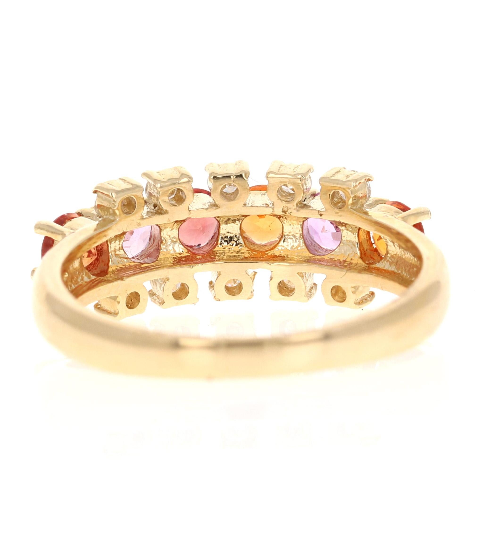 Bandeau en or jaune de 1,36 carat de saphir naturel et de diamant Neuf - En vente à Los Angeles, CA