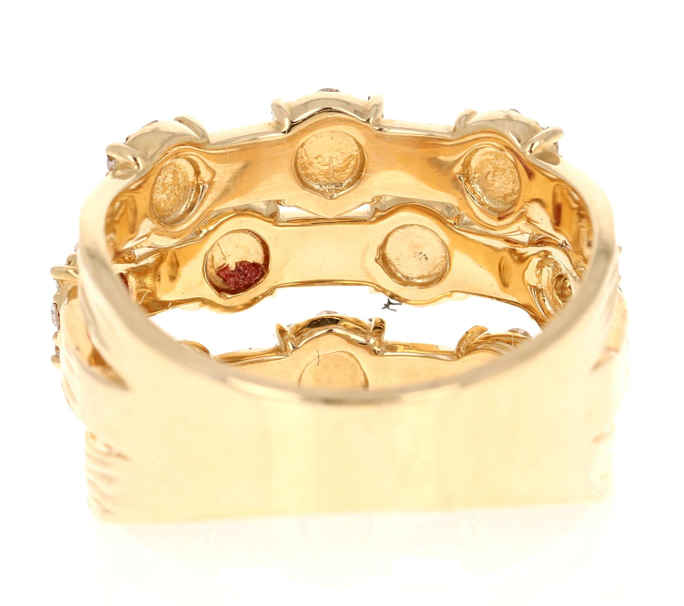 Contemporain Bague cocktail en or jaune avec saphirs naturels de 1.36 carats et diamants en vente