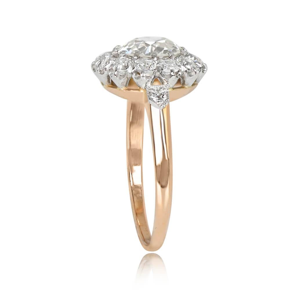 Art Deco 1.36 Carat Old-European Cut Diamond Ring, VS1 Clarity, Platinum, 18k Yellow Gold For Sale