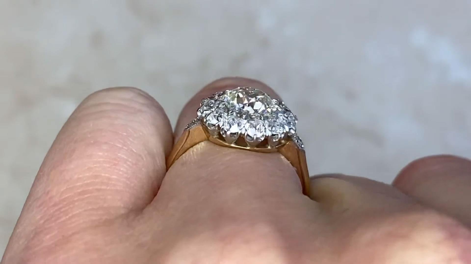 Diamantring mit alteuropäischem Schliff (ca. 1,30 Karat), 18 Karat Gelbgold (Alteuropäischer Schliff) im Angebot