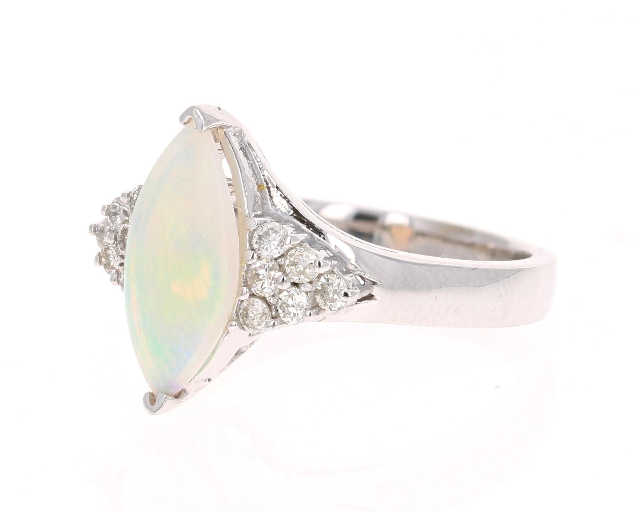Contemporary 1.36 Carat Opal Diamond 14 Karat White Gold Ring