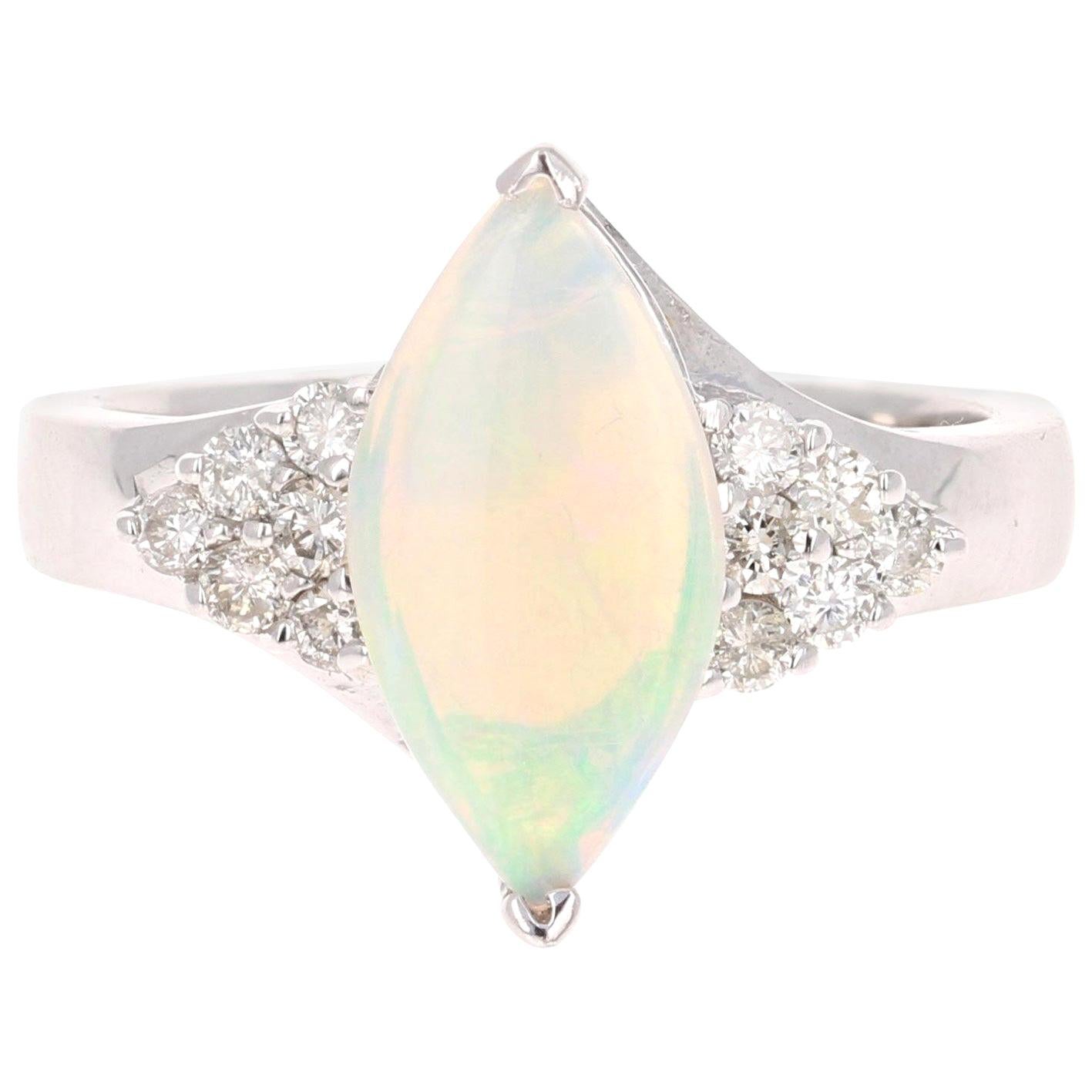 1.36 Carat Opal Diamond 14 Karat White Gold Ring