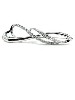 1.36 Carat Round Brilliant Diamond and Platinum Swirl Brooch