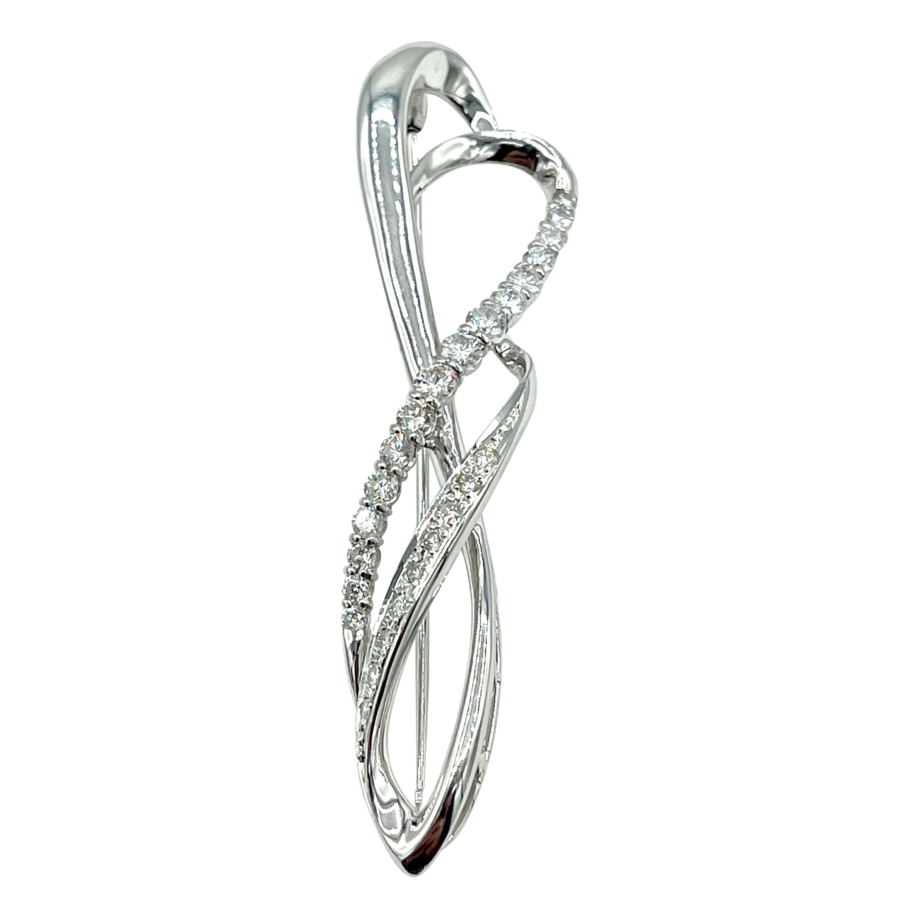 1.36 Karat runder Brillant-Diamant und Platin-Wirbel-Brosche