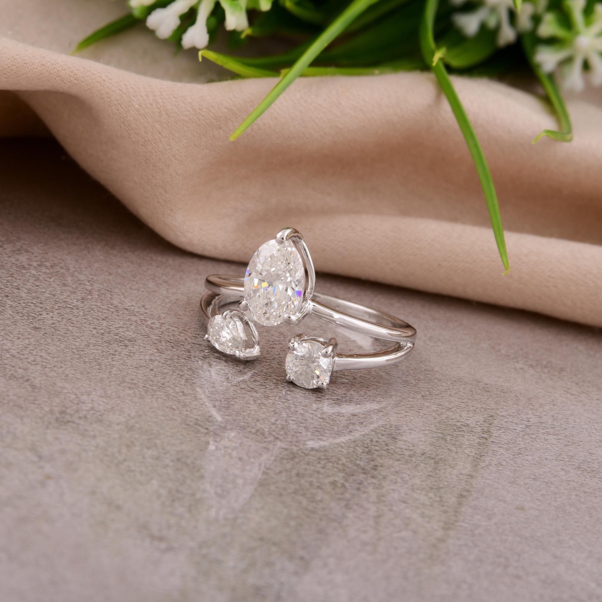 De las mujeres Pendientes de diamantes redondos ovalados SI/H naturales de 1,36 quilates Joyas de oro blanco de 18 quilates en venta