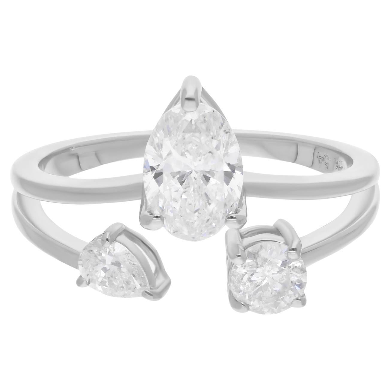 Pendientes de diamantes redondos ovalados SI/H naturales de 1,36 quilates Joyas de oro blanco de 18 quilates en venta