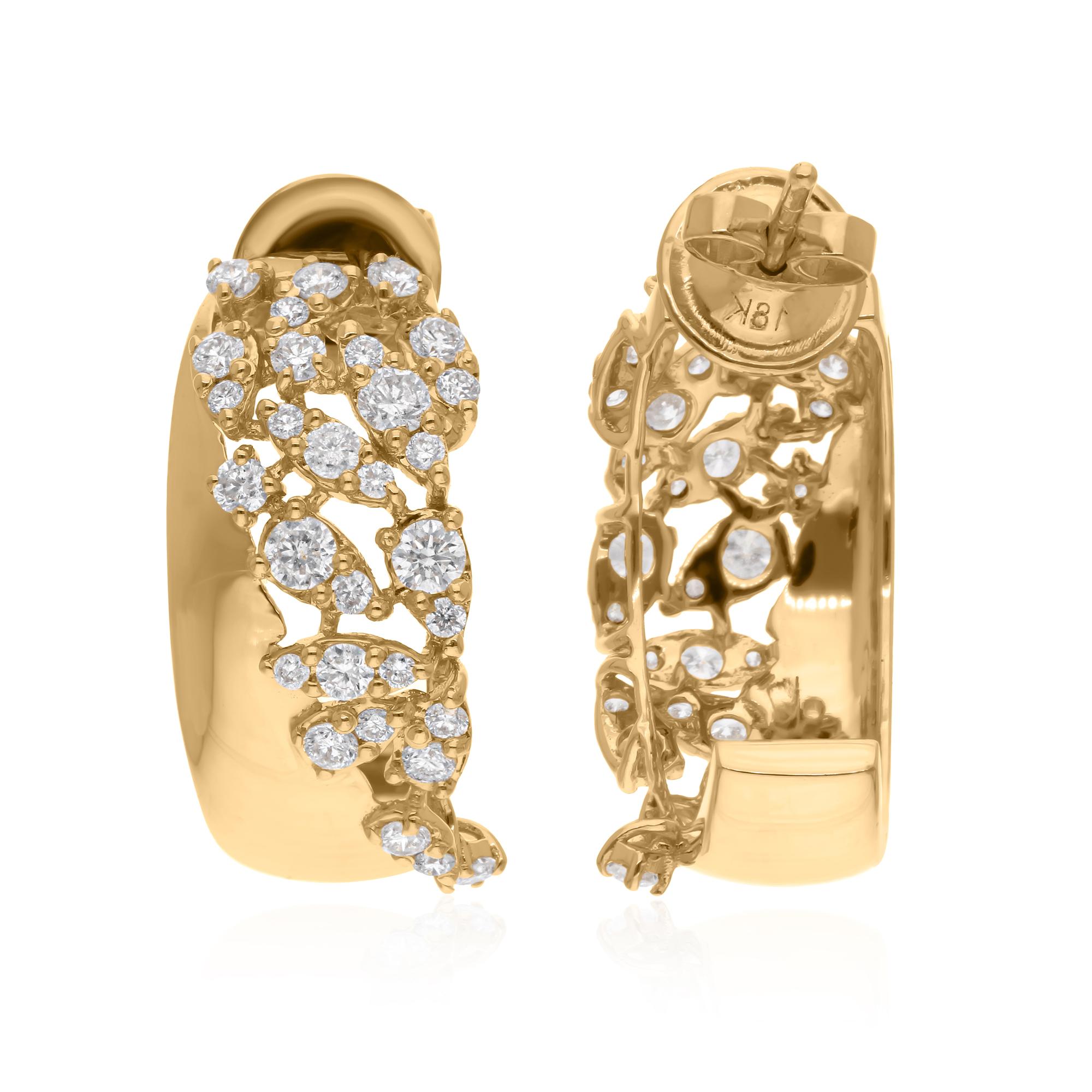 Cast from 18-karat gold, these exquisite earrings are handset with 1.36 carats of sparkling diamonds.

FOLLOW SPECTRUM JEWELS storefront to view the latest collection & exclusive pieces. Spectrum Jewels is proudly rated as a Top Seller on 1stdibs