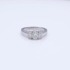 1.36 Carat Total Weight Oval Diamond Three Stone Ring in 18K White Gold Abe Mor