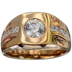 Vintage 1.36 Carat TW Men's Diamond Ring / Wedding Ring / Band, 14 Karat Gold