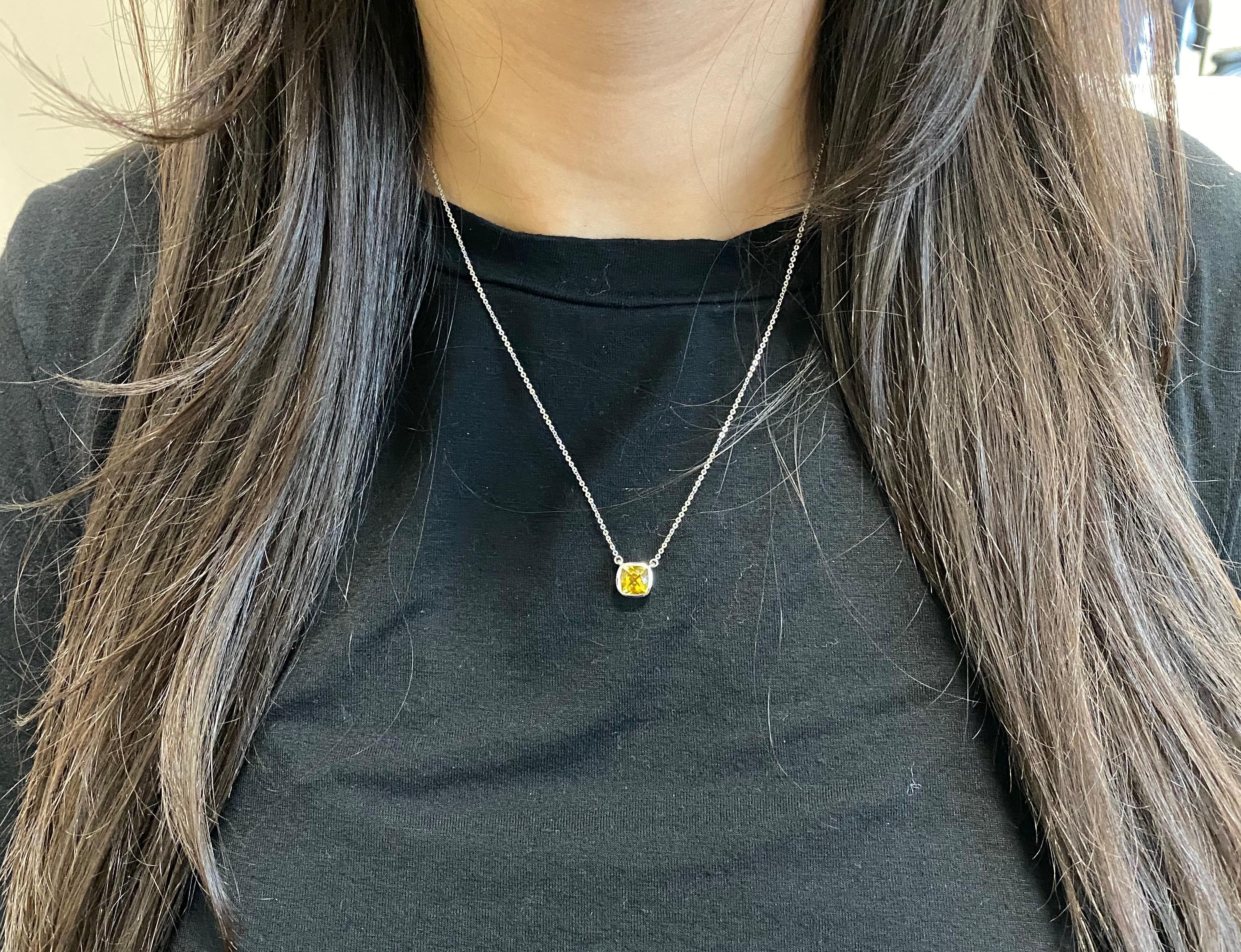 1.36 Carat Yellow Beryl Necklace In New Condition For Sale In GREAT NECK, NY