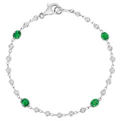 Roman Malakov 1.36 Carats Total Oval Cut Emerald & Diamond Bracelet