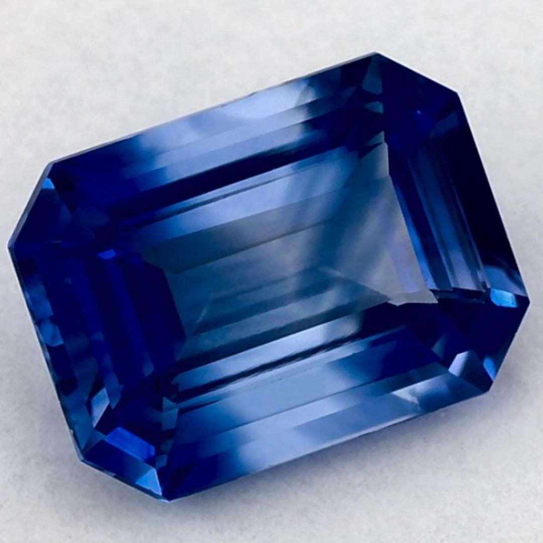 Taille émeraude 1.36 Ct Blue Sapphire Octagon Loose Gemstone (pierre précieuse en vrac) en vente