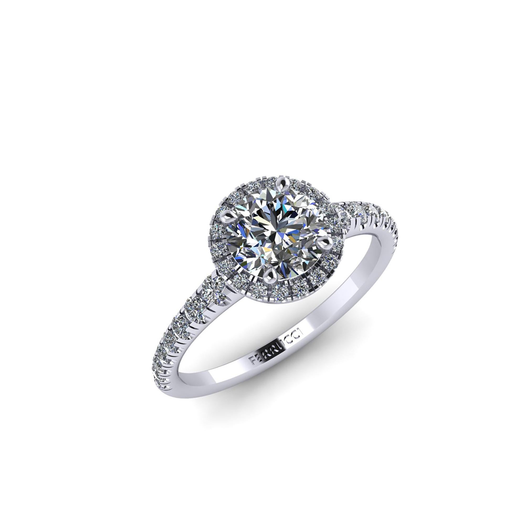 Round Cut 1.36 GIA Certified Round Brilliant Cut Diamond in Platinum 950 Engagement Ring For Sale