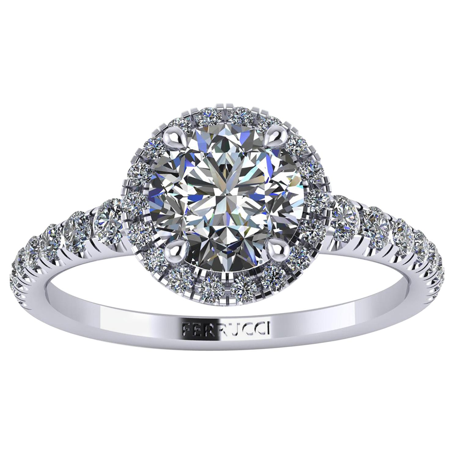 1.36 GIA Certified Round Brilliant Cut Diamond in Platinum 950 Engagement Ring