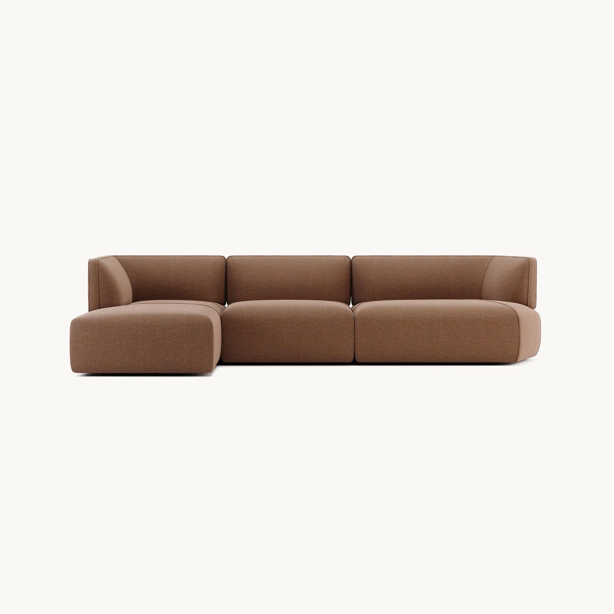 Tailor made and fully upholstered sectional sofa offered in a selection of luxurious fabrics.
All hardwood frame with advanced comfort spring suspension. The seat and back cushions filled with premium polyurethane foam with various densities and