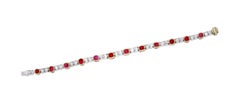 Bracelet en or blanc 18 carats de 13,60 carats de rubis birman No Heat et de diamants