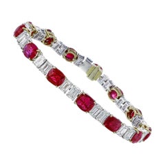 13.60 Carat Burmese Ruby No Heat Ruby And Diamond Bracelet In 18Karat White Gold 13.60 Carat Burmese Ruby No Heat Ruby And Diamond Bracelet In 18Karat White Gold
