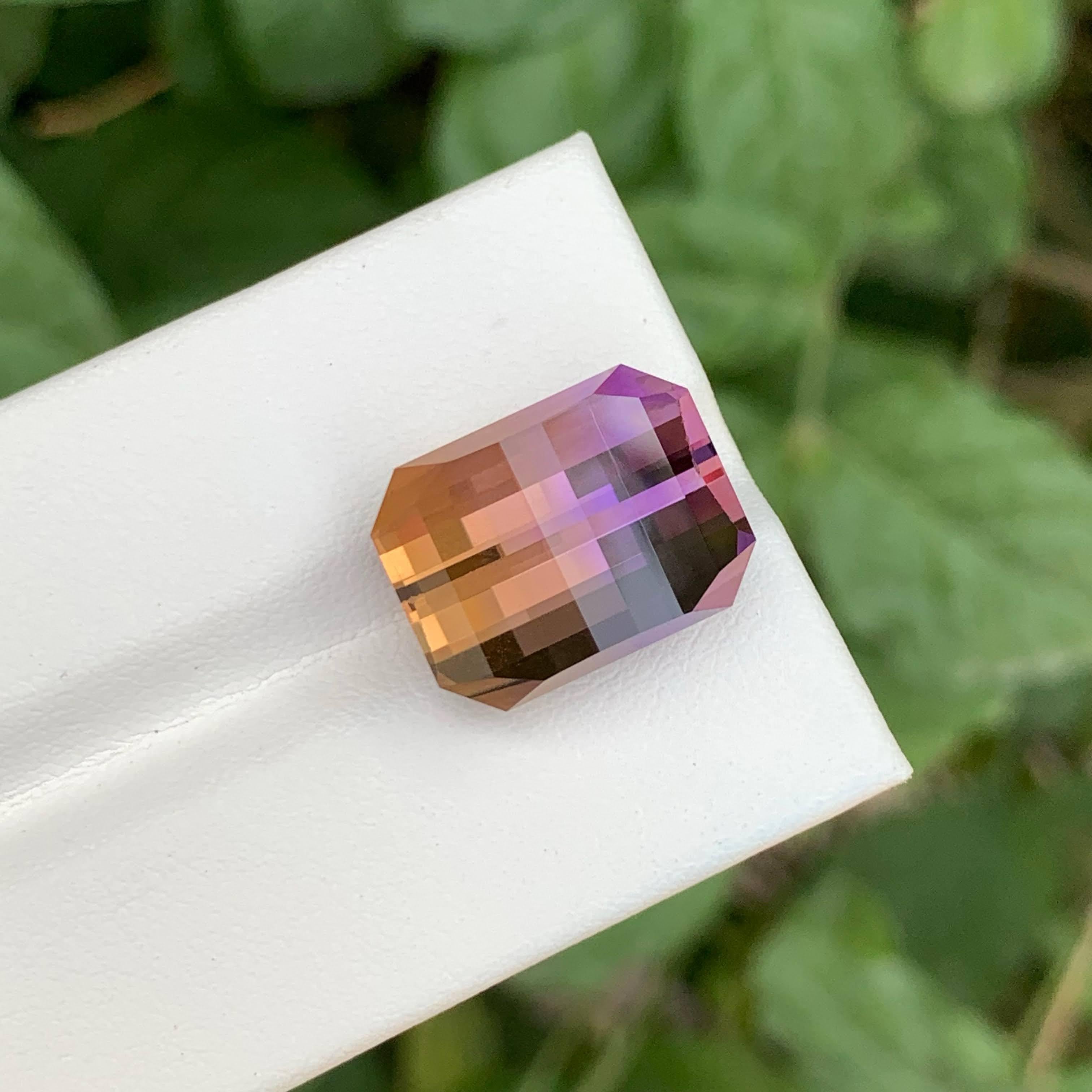 Ametrina Bicolor Suelta de 13,60 Quilates Piedra Natural Brasileña Tallada en Píxel Corte mixto en venta