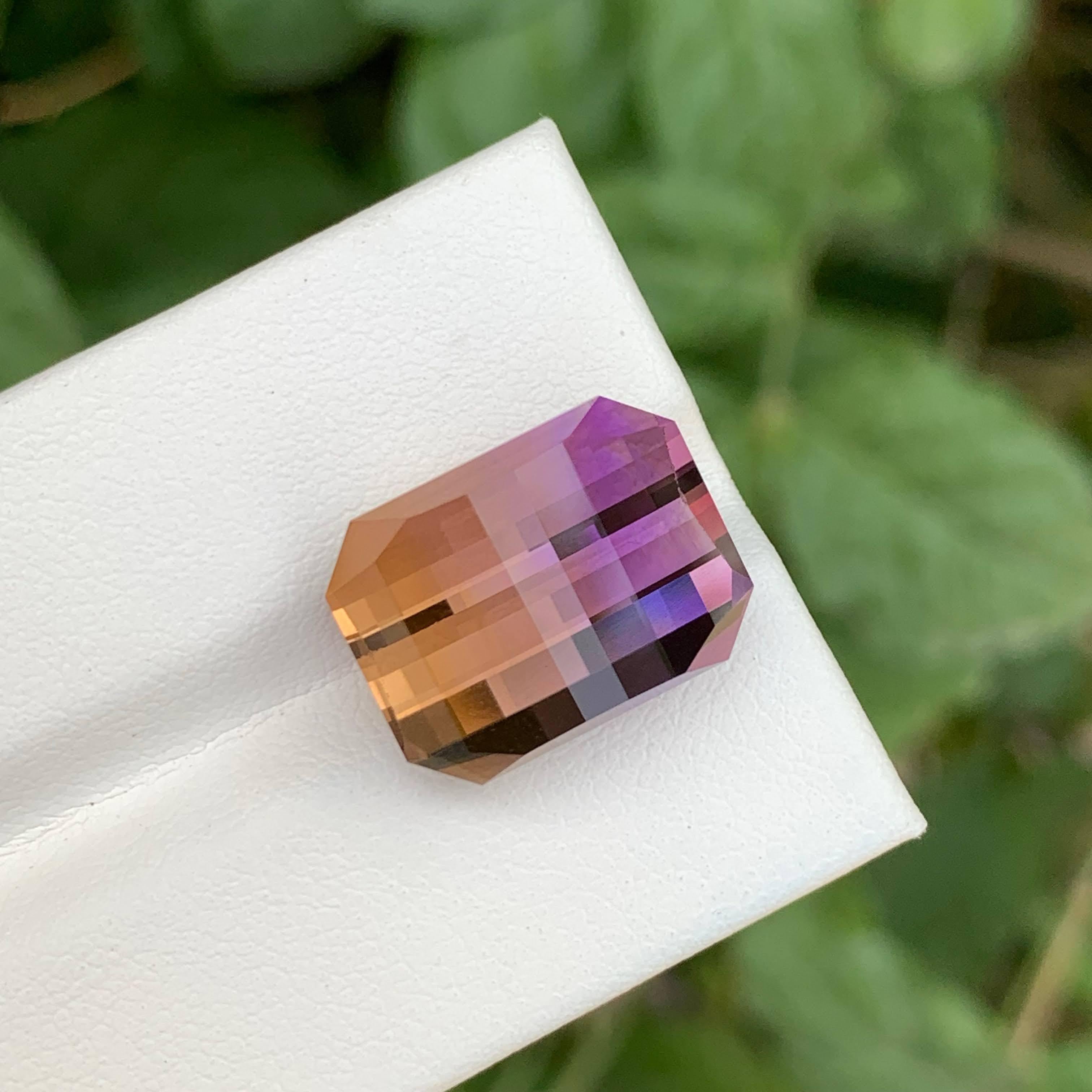 Ametrina Bicolor Suelta de 13,60 Quilates Piedra Natural Brasileña Tallada en Píxel en venta 2