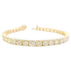 13.73 Carat Natural Diamond Tennis Bracelet 14 Karat Yellow Gold