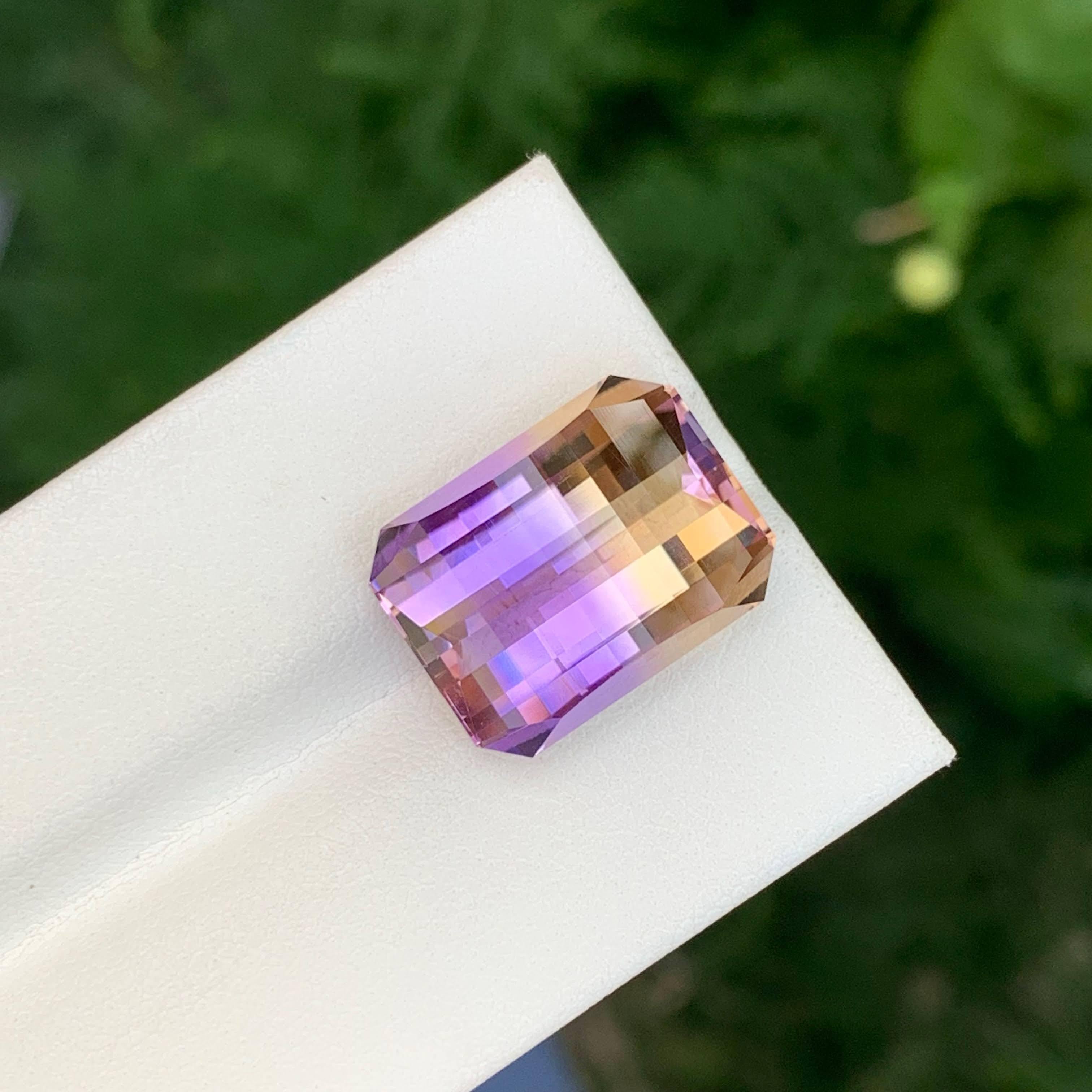 13.60 Carat Natural Loose Bi Color Ametrine Stone Pixel Cut Brazilian Gemstone en vente 5