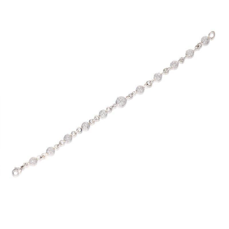 Brilliant Cut 13.60 Carat Round Brilliant G SI1 Diamond Platinum Link Bracelet For Sale