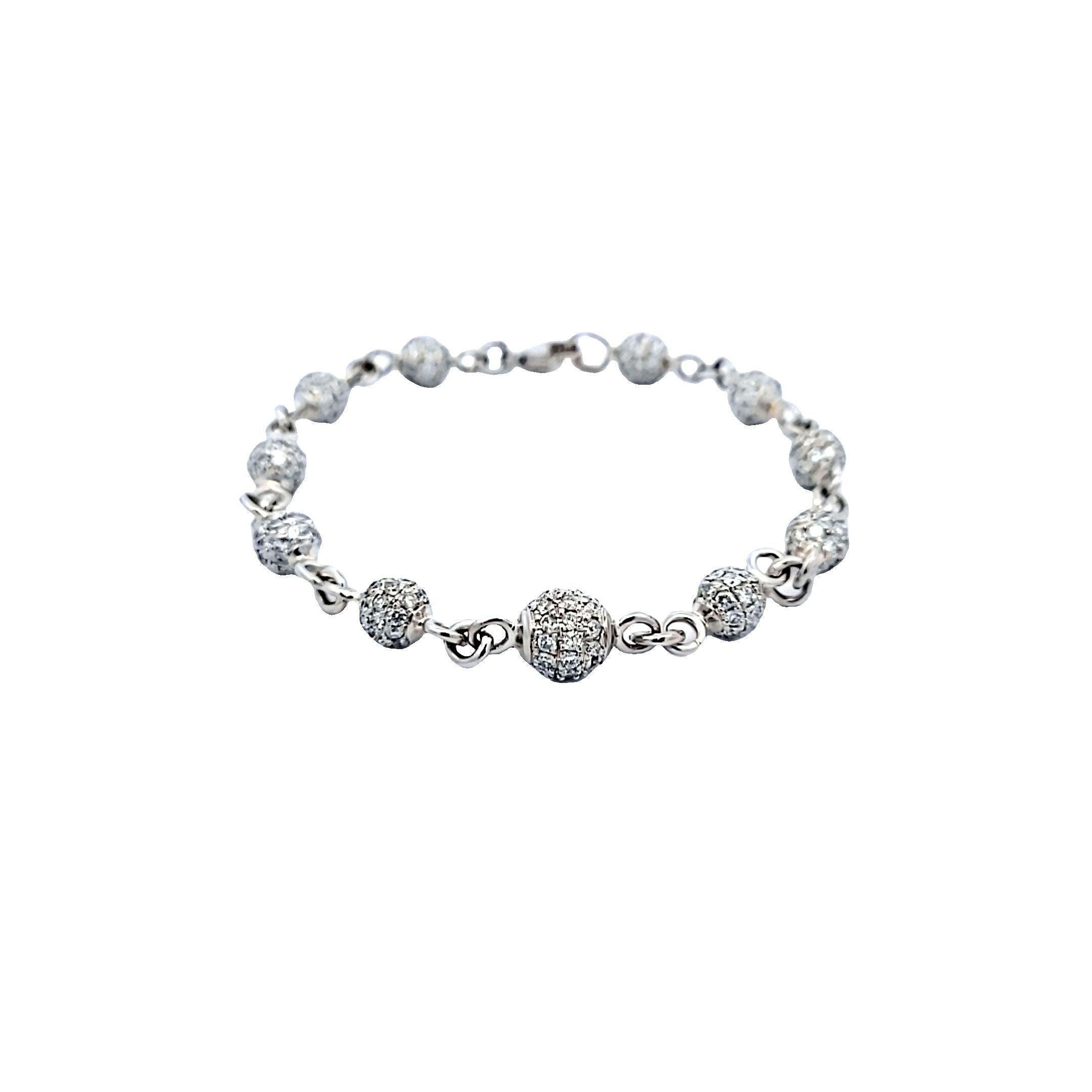 Women's 13.60 Carat Round Brilliant G SI1 Diamond Platinum Link Bracelet For Sale