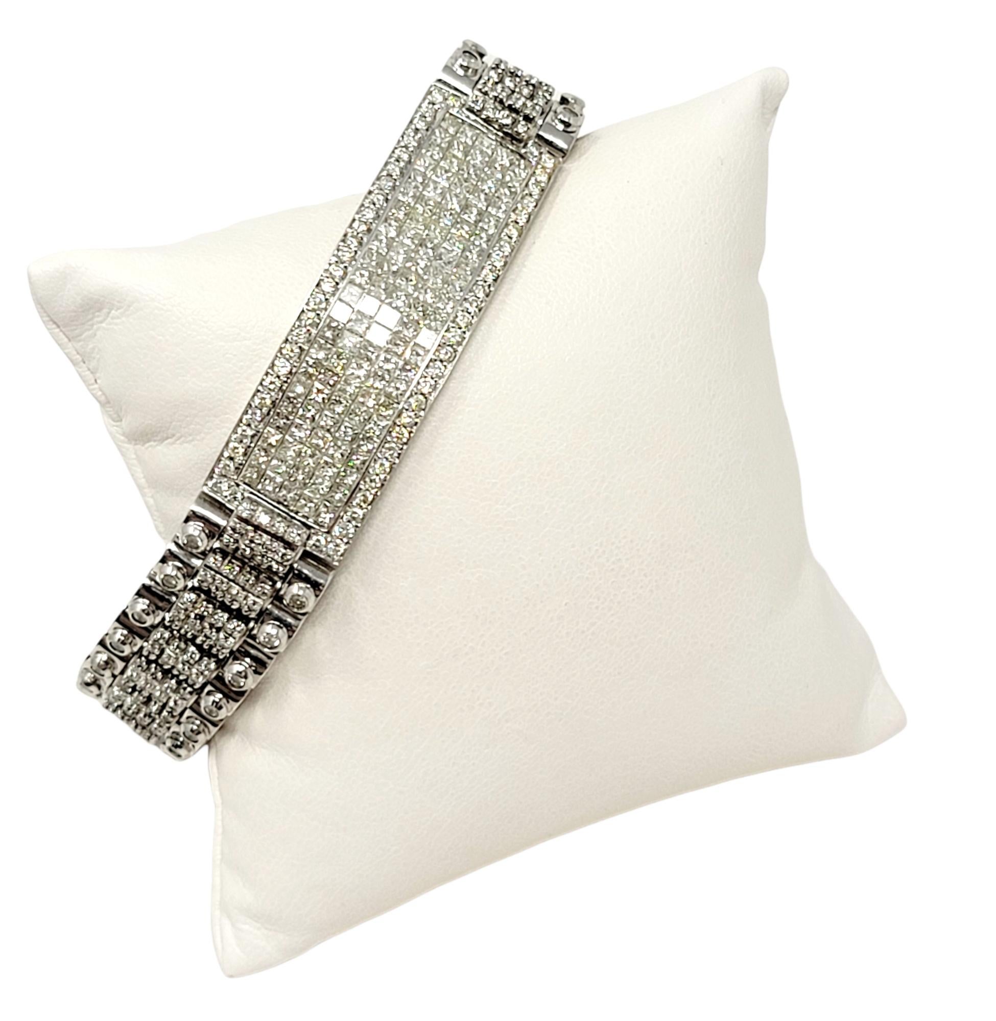 Bracelet à maillons de montre pour homme en or 18 carats avec diamants ronds et carrés de 13,60 carats en vente 8