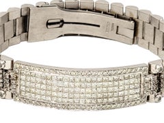 13.60 Carats Mens Round and Square Diamond Watch Link Bracelet in 18 Karat Gold