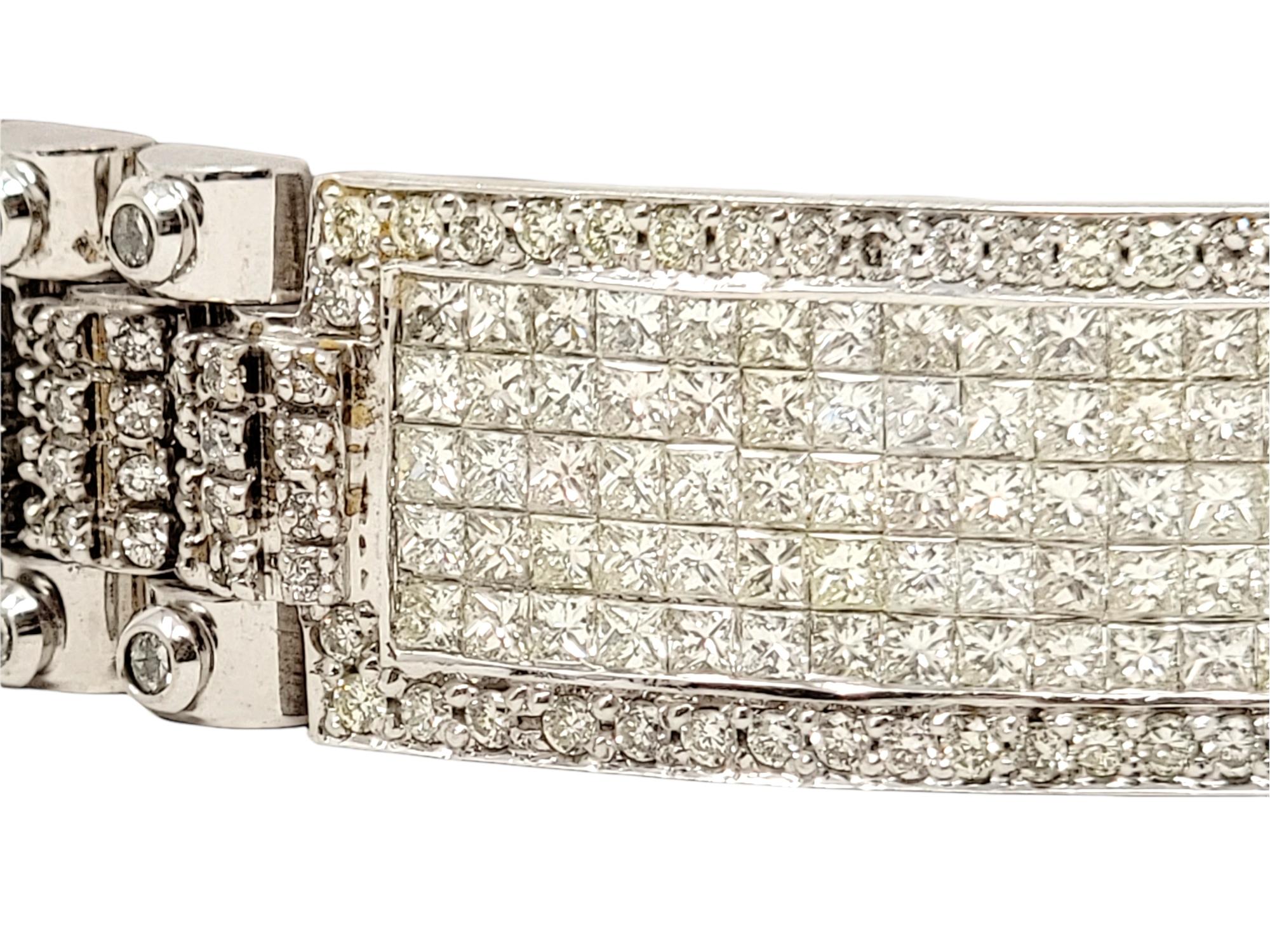 Contemporain Bracelet à maillons de montre pour homme en or 18 carats avec diamants ronds et carrés de 13,60 carats en vente